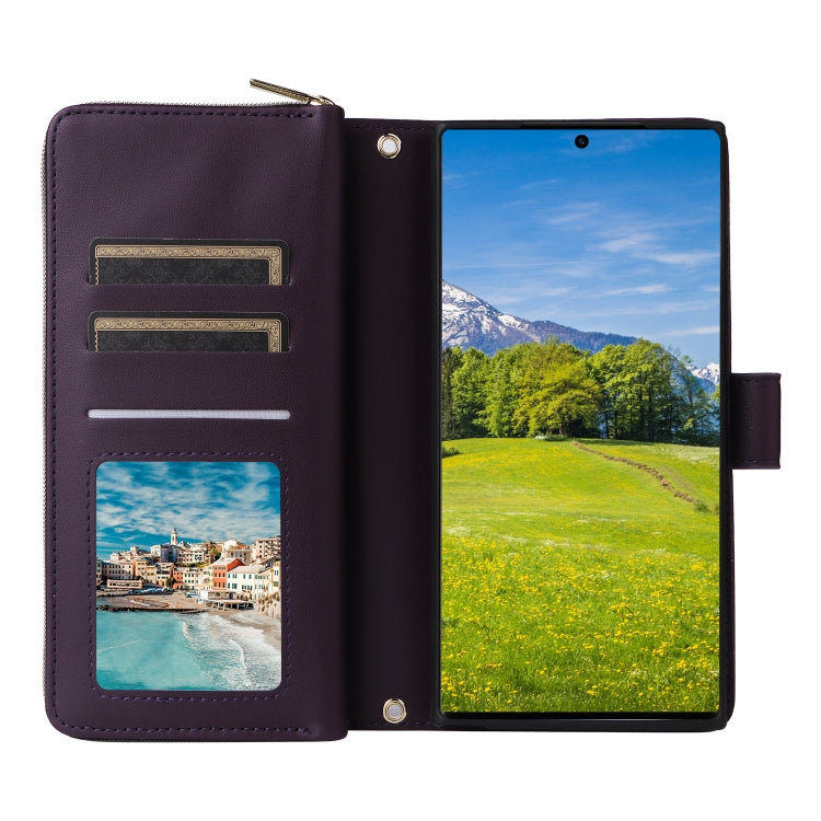 For Samsung Galaxy S23 Ultra 5G Nine-card Slots Zipper Wallet Bag Leather Phone Case