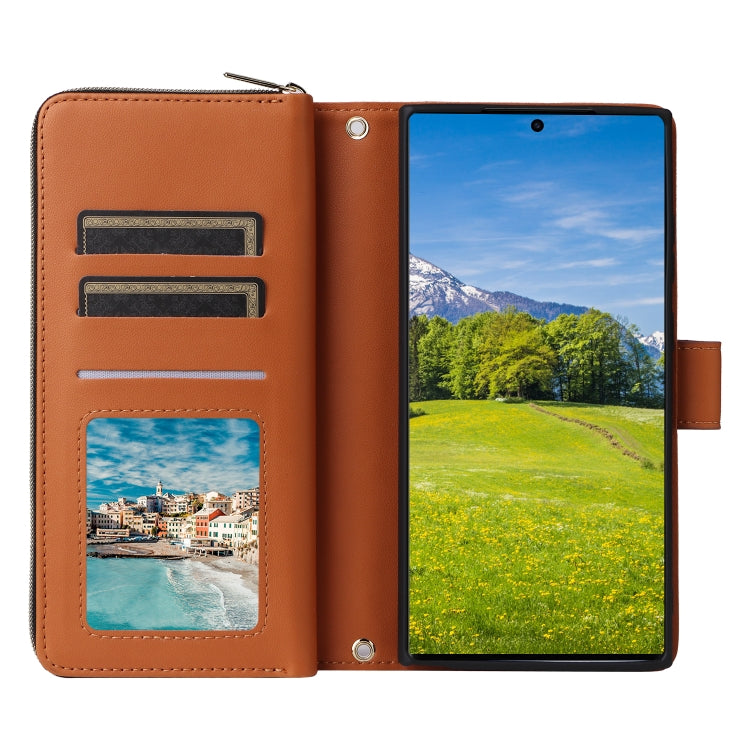 For Samsung Galaxy S23 Ultra 5G Nine-card Slots Zipper Wallet Bag Leather Phone Case