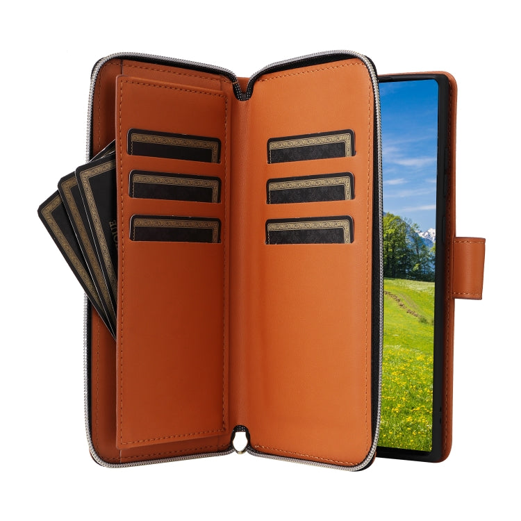 For Samsung Galaxy S23 Ultra 5G Nine-card Slots Zipper Wallet Bag Leather Phone Case