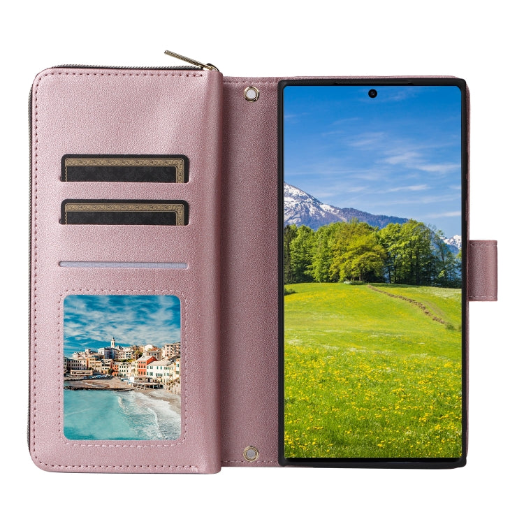 For Samsung Galaxy S23 Ultra 5G Nine-card Slots Zipper Wallet Bag Leather Phone Case