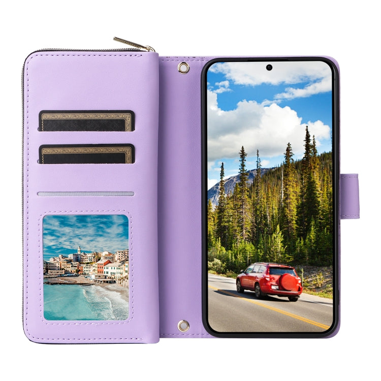 For Samsung Galaxy S24 5G Nine-card Slots Zipper Wallet Bag Leather Phone Case
