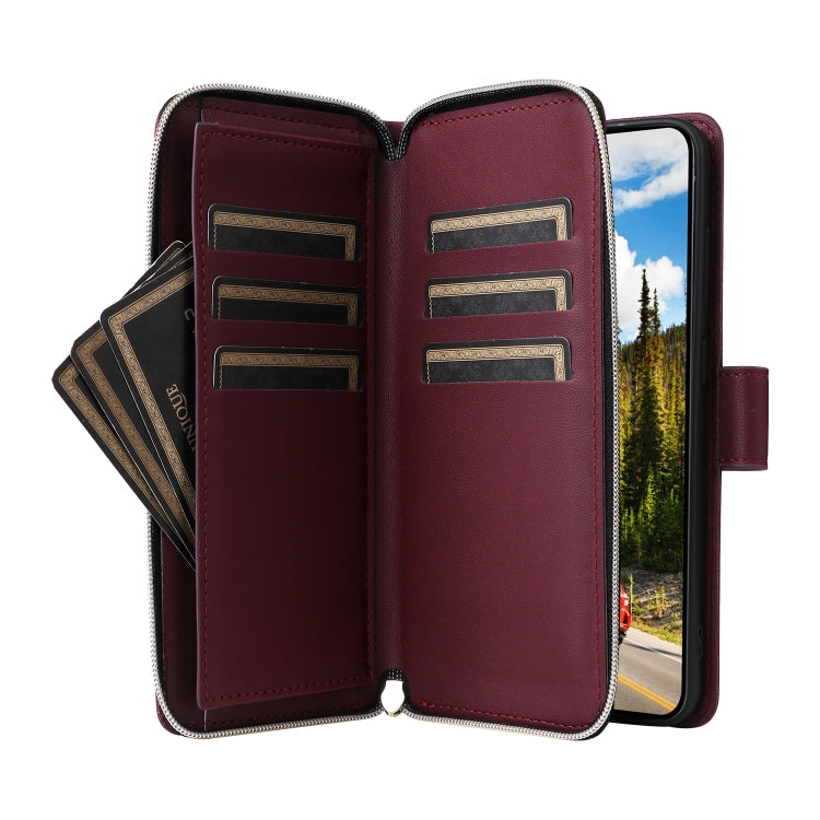 For Samsung Galaxy S24 5G Nine-card Slots Zipper Wallet Bag Leather Phone Case