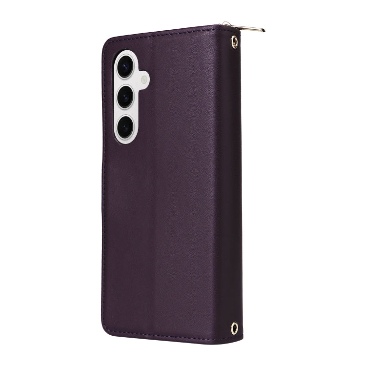 For Samsung Galaxy S24 5G Nine-card Slots Zipper Wallet Bag Leather Phone Case