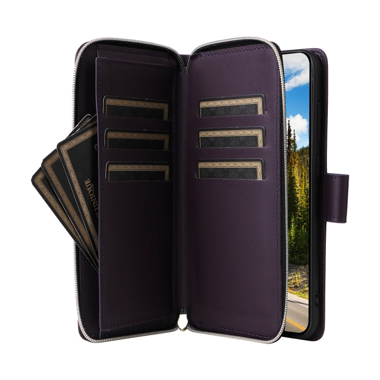 For Samsung Galaxy S24 5G Nine-card Slots Zipper Wallet Bag Leather Phone Case