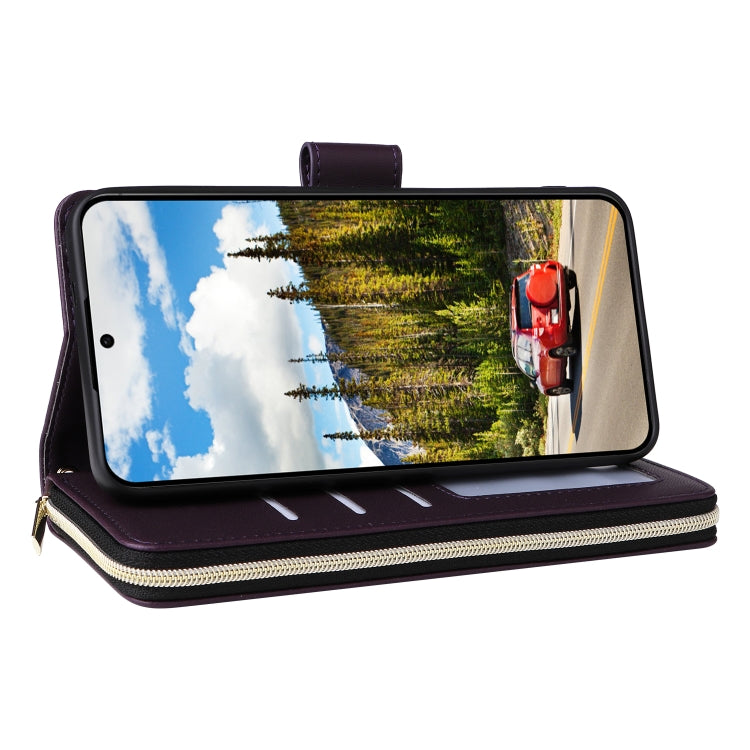 For Samsung Galaxy S24 5G Nine-card Slots Zipper Wallet Bag Leather Phone Case