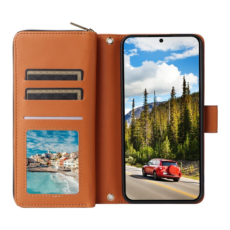 For Samsung Galaxy S24 5G Nine-card Slots Zipper Wallet Bag Leather Phone Case