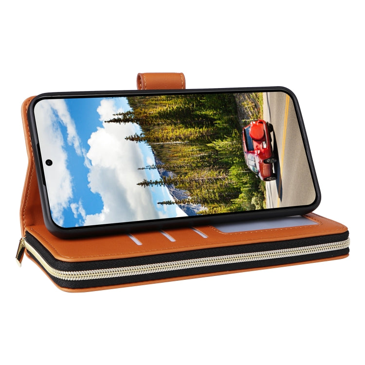 For Samsung Galaxy S24 5G Nine-card Slots Zipper Wallet Bag Leather Phone Case