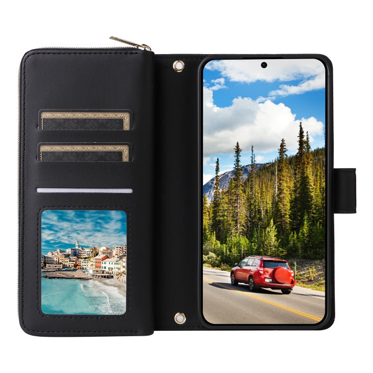 For Samsung Galaxy S24 5G Nine-card Slots Zipper Wallet Bag Leather Phone Case