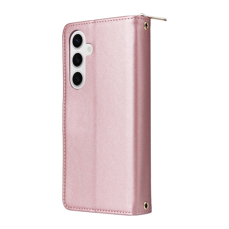 For Samsung Galaxy S24 5G Nine-card Slots Zipper Wallet Bag Leather Phone Case