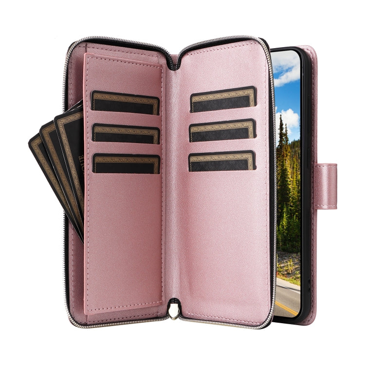 For Samsung Galaxy S24 5G Nine-card Slots Zipper Wallet Bag Leather Phone Case