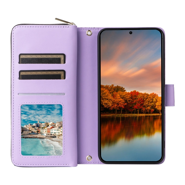 For Samsung Galaxy S24 FE 5G Nine-card Slots Zipper Wallet Bag Leather Phone Case