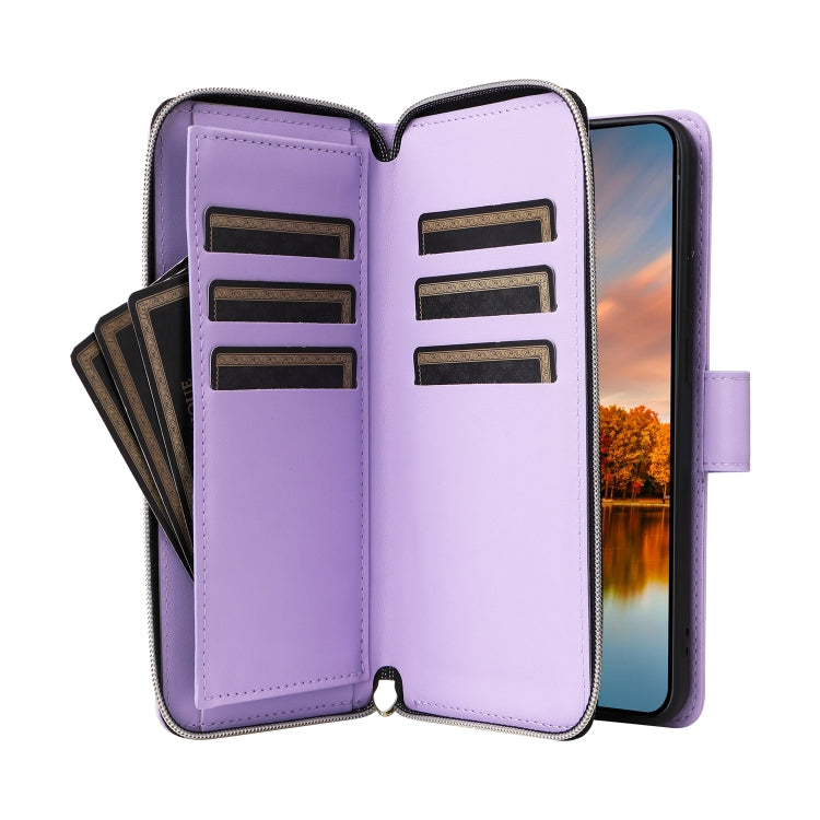 For Samsung Galaxy S24 FE 5G Nine-card Slots Zipper Wallet Bag Leather Phone Case