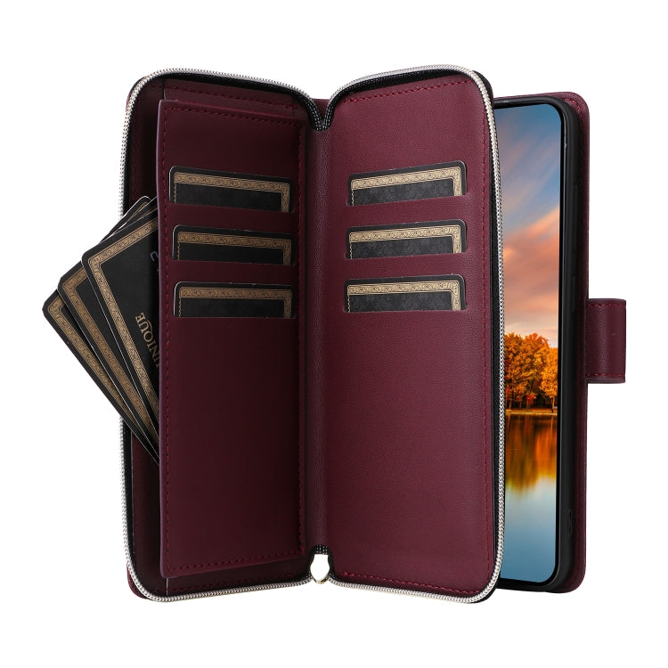 For Samsung Galaxy S24 FE 5G Nine-card Slots Zipper Wallet Bag Leather Phone Case