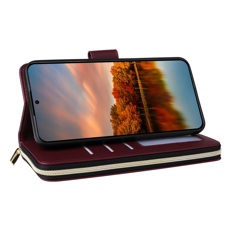 For Samsung Galaxy S24 FE 5G Nine-card Slots Zipper Wallet Bag Leather Phone Case
