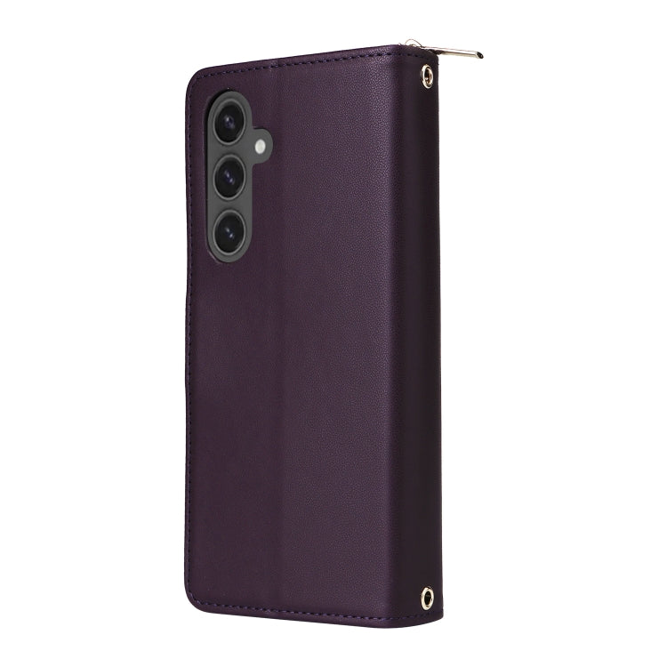 For Samsung Galaxy S24 FE 5G Nine-card Slots Zipper Wallet Bag Leather Phone Case