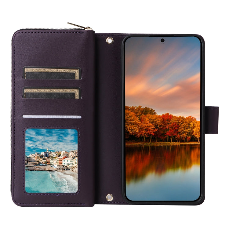For Samsung Galaxy S24 FE 5G Nine-card Slots Zipper Wallet Bag Leather Phone Case