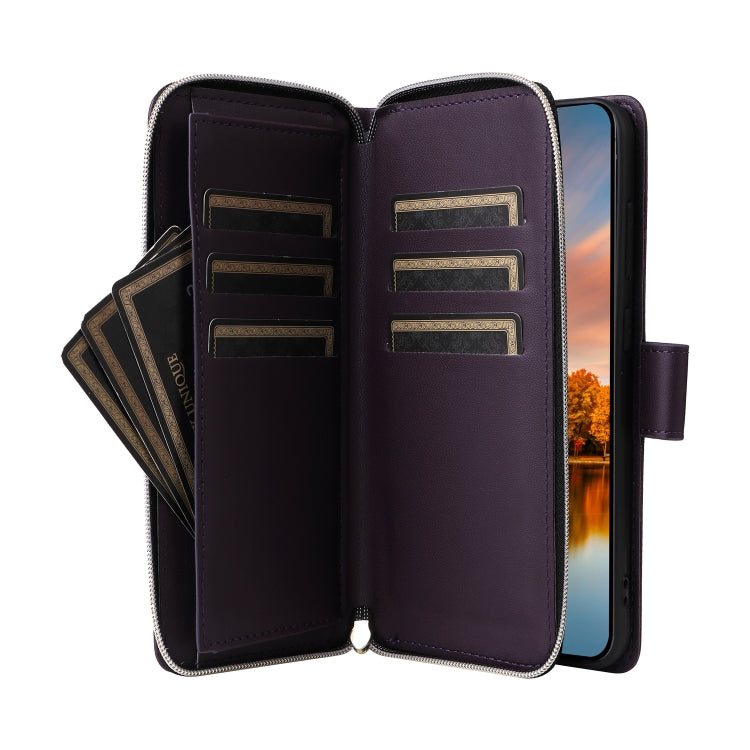 For Samsung Galaxy S24 FE 5G Nine-card Slots Zipper Wallet Bag Leather Phone Case