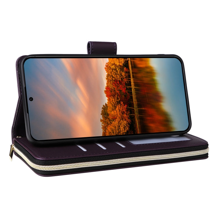 For Samsung Galaxy S24 FE 5G Nine-card Slots Zipper Wallet Bag Leather Phone Case