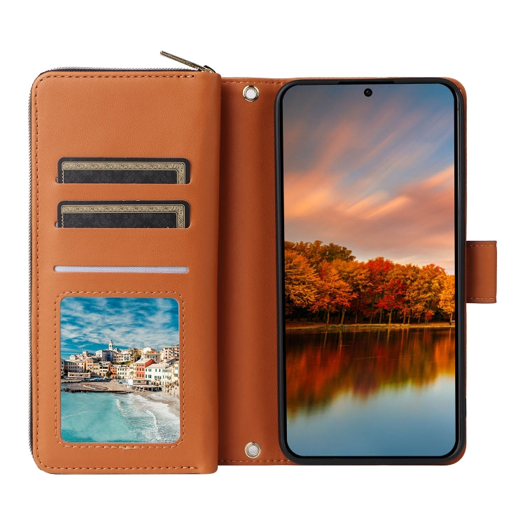 For Samsung Galaxy S24 FE 5G Nine-card Slots Zipper Wallet Bag Leather Phone Case