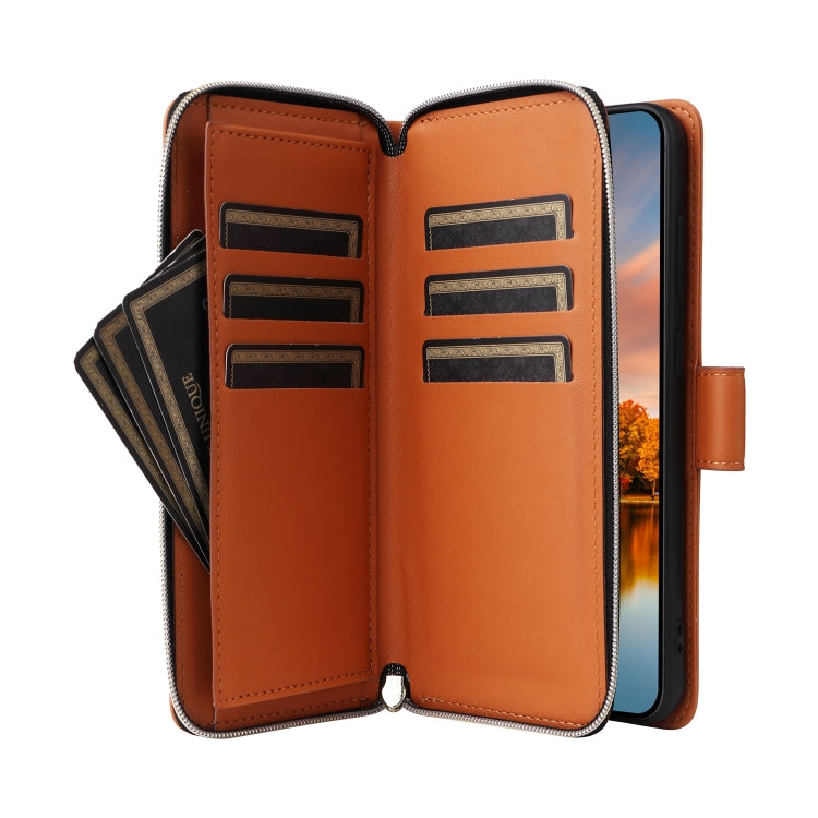 For Samsung Galaxy S24 FE 5G Nine-card Slots Zipper Wallet Bag Leather Phone Case