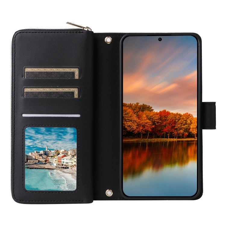For Samsung Galaxy S24 FE 5G Nine-card Slots Zipper Wallet Bag Leather Phone Case
