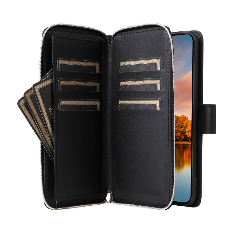For Samsung Galaxy S24 FE 5G Nine-card Slots Zipper Wallet Bag Leather Phone Case