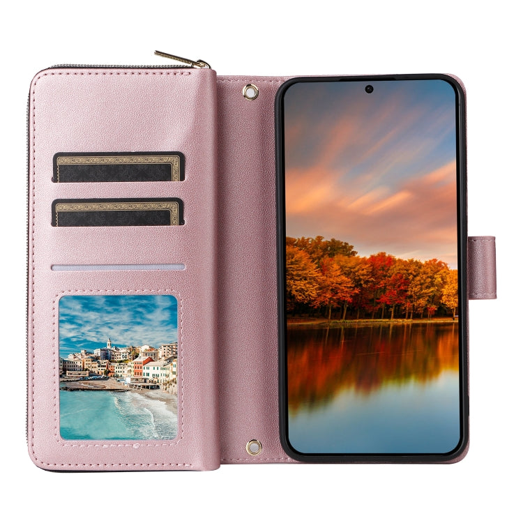 For Samsung Galaxy S24 FE 5G Nine-card Slots Zipper Wallet Bag Leather Phone Case