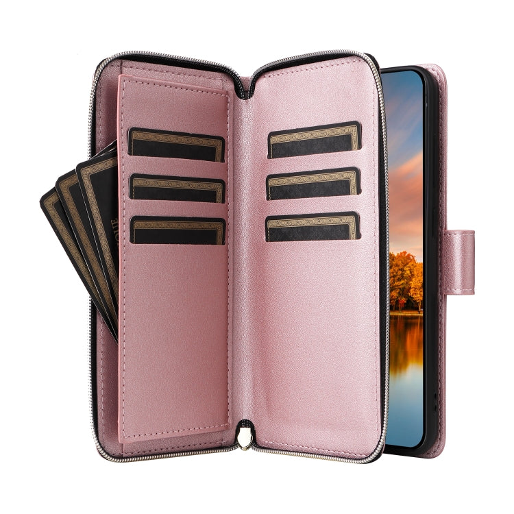 For Samsung Galaxy S24 FE 5G Nine-card Slots Zipper Wallet Bag Leather Phone Case