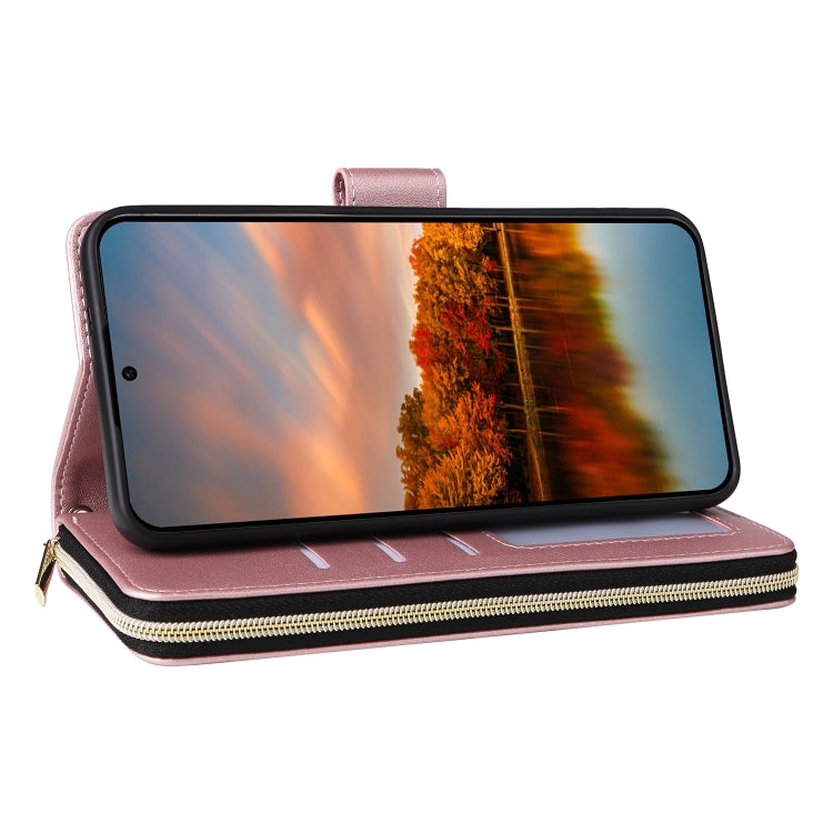 For Samsung Galaxy S24 FE 5G Nine-card Slots Zipper Wallet Bag Leather Phone Case