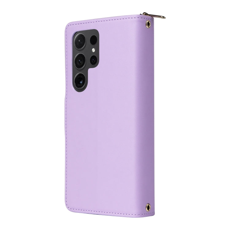 For Samsung Galaxy S24 Ultra 5G Nine-card Slots Zipper Wallet Bag Leather Phone Case