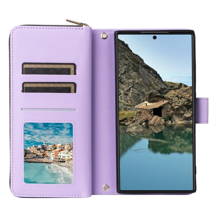For Samsung Galaxy S24 Ultra 5G Nine-card Slots Zipper Wallet Bag Leather Phone Case