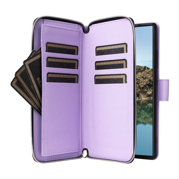 For Samsung Galaxy S24 Ultra 5G Nine-card Slots Zipper Wallet Bag Leather Phone Case
