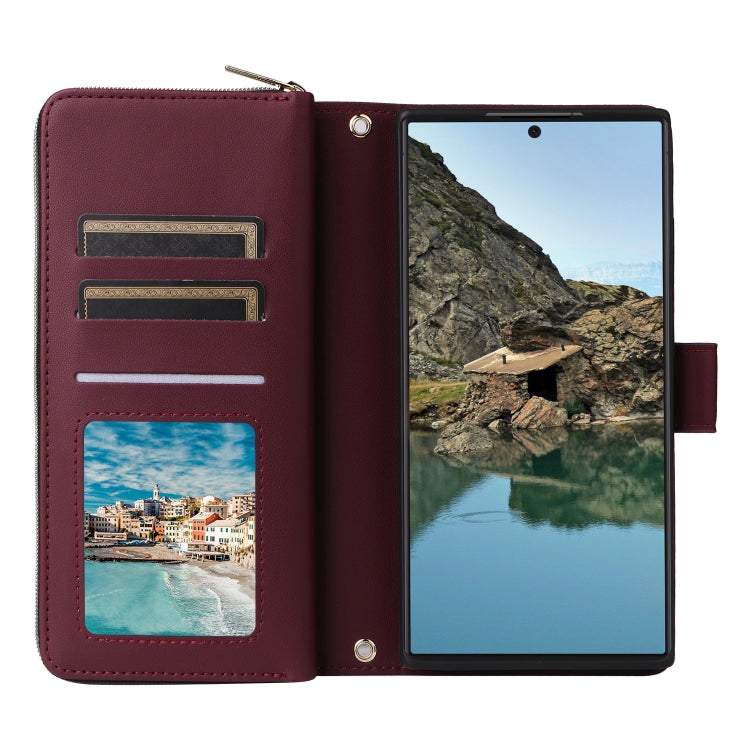 For Samsung Galaxy S24 Ultra 5G Nine-card Slots Zipper Wallet Bag Leather Phone Case