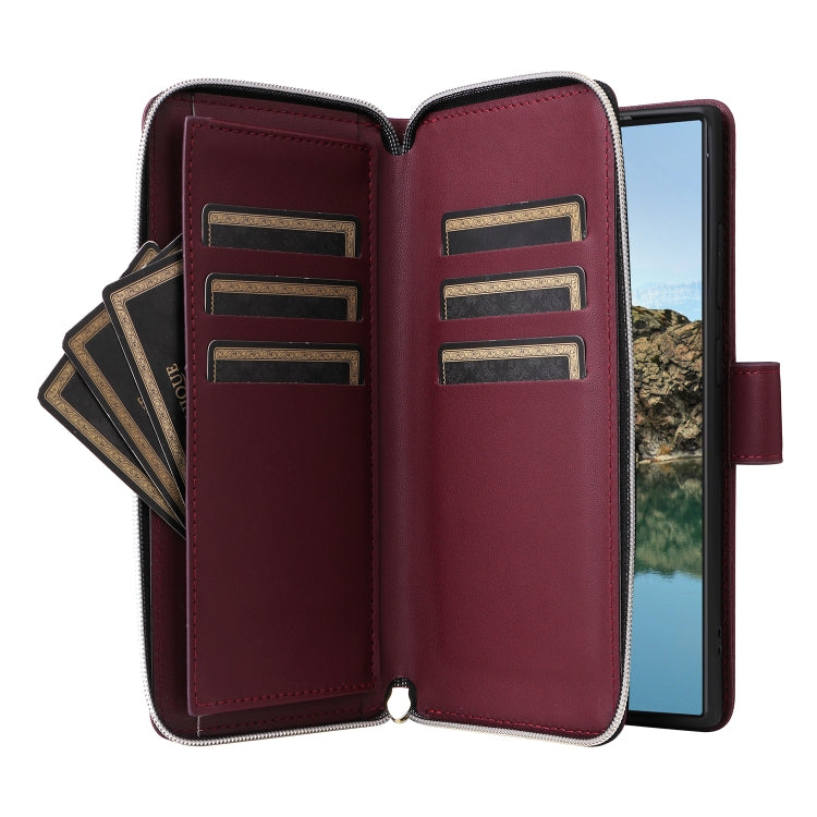 For Samsung Galaxy S24 Ultra 5G Nine-card Slots Zipper Wallet Bag Leather Phone Case