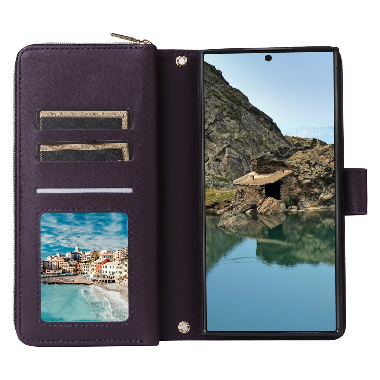 For Samsung Galaxy S24 Ultra 5G Nine-card Slots Zipper Wallet Bag Leather Phone Case