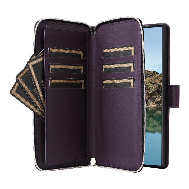 For Samsung Galaxy S24 Ultra 5G Nine-card Slots Zipper Wallet Bag Leather Phone Case