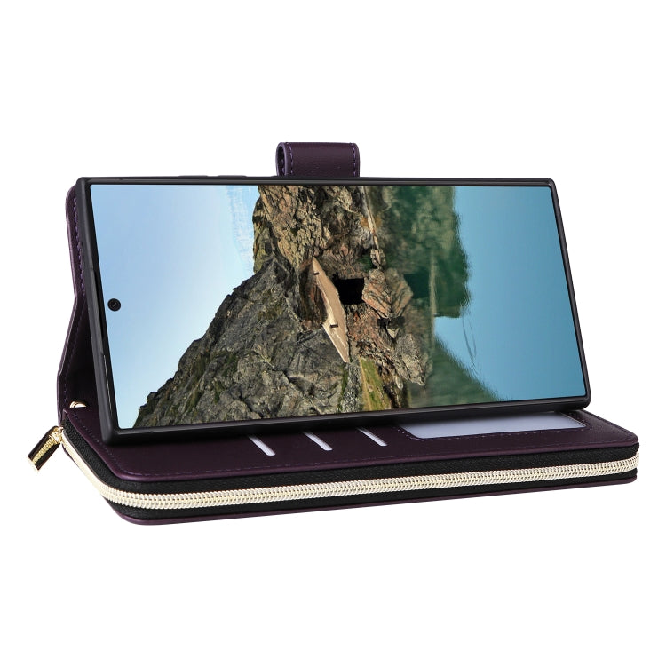 For Samsung Galaxy S24 Ultra 5G Nine-card Slots Zipper Wallet Bag Leather Phone Case