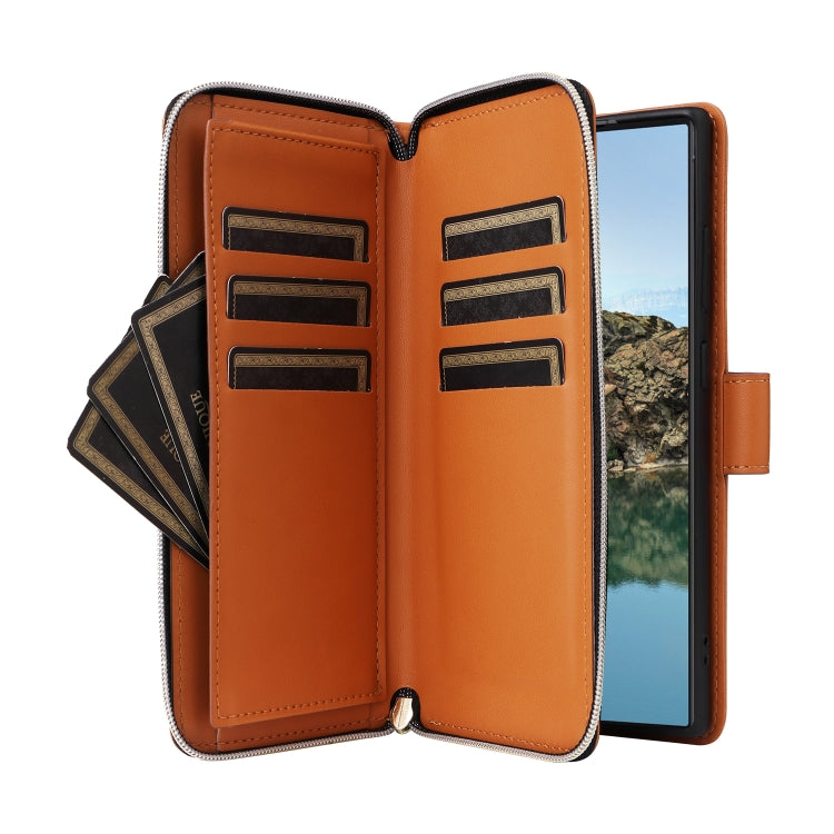 For Samsung Galaxy S24 Ultra 5G Nine-card Slots Zipper Wallet Bag Leather Phone Case