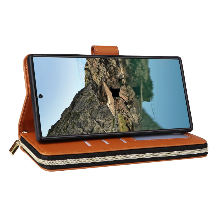 For Samsung Galaxy S24 Ultra 5G Nine-card Slots Zipper Wallet Bag Leather Phone Case