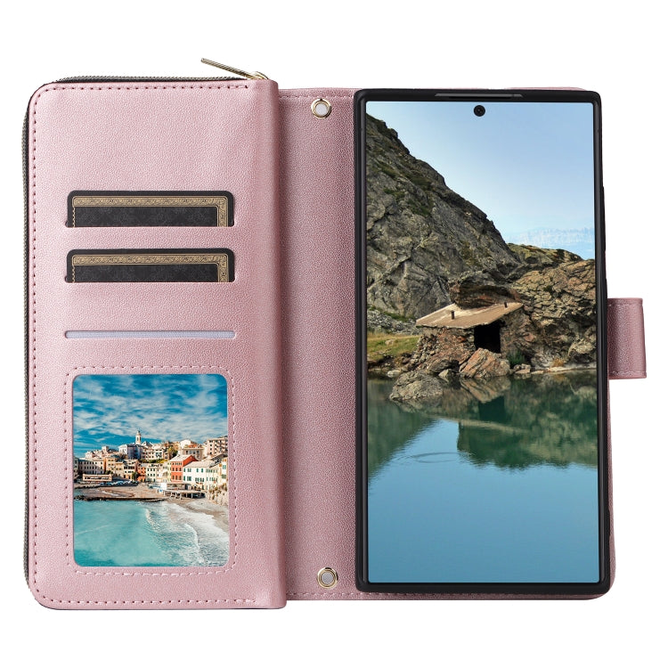 For Samsung Galaxy S24 Ultra 5G Nine-card Slots Zipper Wallet Bag Leather Phone Case