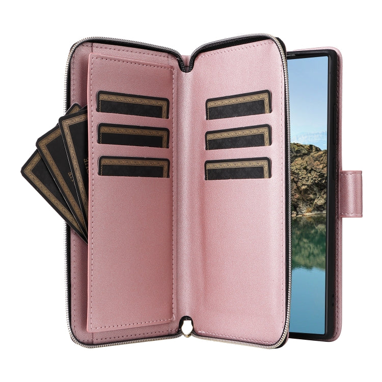 For Samsung Galaxy S24 Ultra 5G Nine-card Slots Zipper Wallet Bag Leather Phone Case