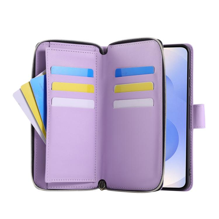 For Samsung Galaxy S25 Edge 5G Nine-card Slots Zipper Wallet Bag Leather Phone Case