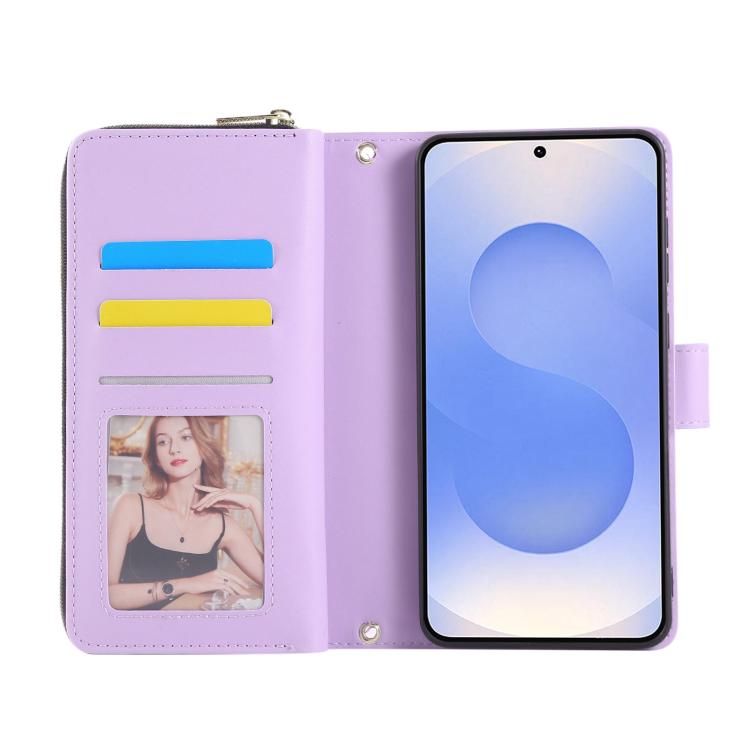 For Samsung Galaxy S25 Edge 5G Nine-card Slots Zipper Wallet Bag Leather Phone Case