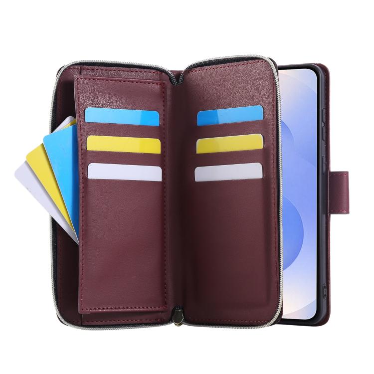 For Samsung Galaxy S25 Edge 5G Nine-card Slots Zipper Wallet Bag Leather Phone Case