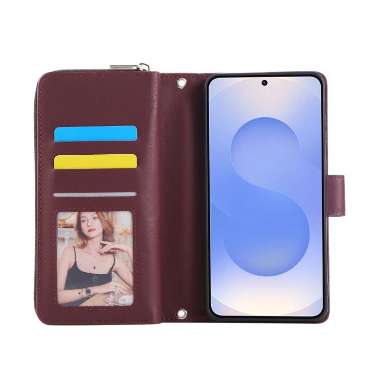 For Samsung Galaxy S25 Edge 5G Nine-card Slots Zipper Wallet Bag Leather Phone Case
