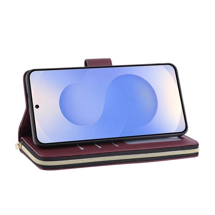 For Samsung Galaxy S25 Edge 5G Nine-card Slots Zipper Wallet Bag Leather Phone Case