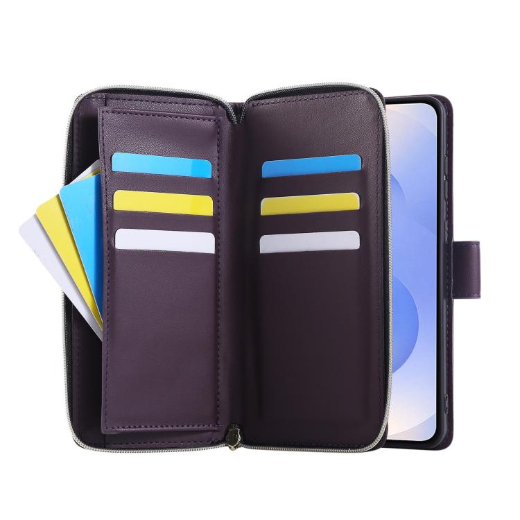For Samsung Galaxy S25 Edge 5G Nine-card Slots Zipper Wallet Bag Leather Phone Case