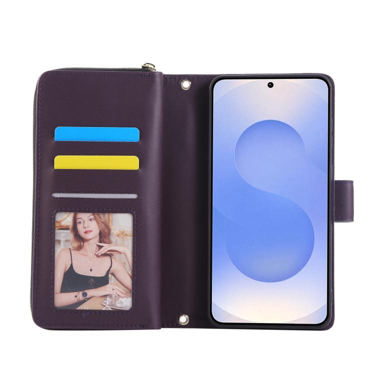 For Samsung Galaxy S25 Edge 5G Nine-card Slots Zipper Wallet Bag Leather Phone Case