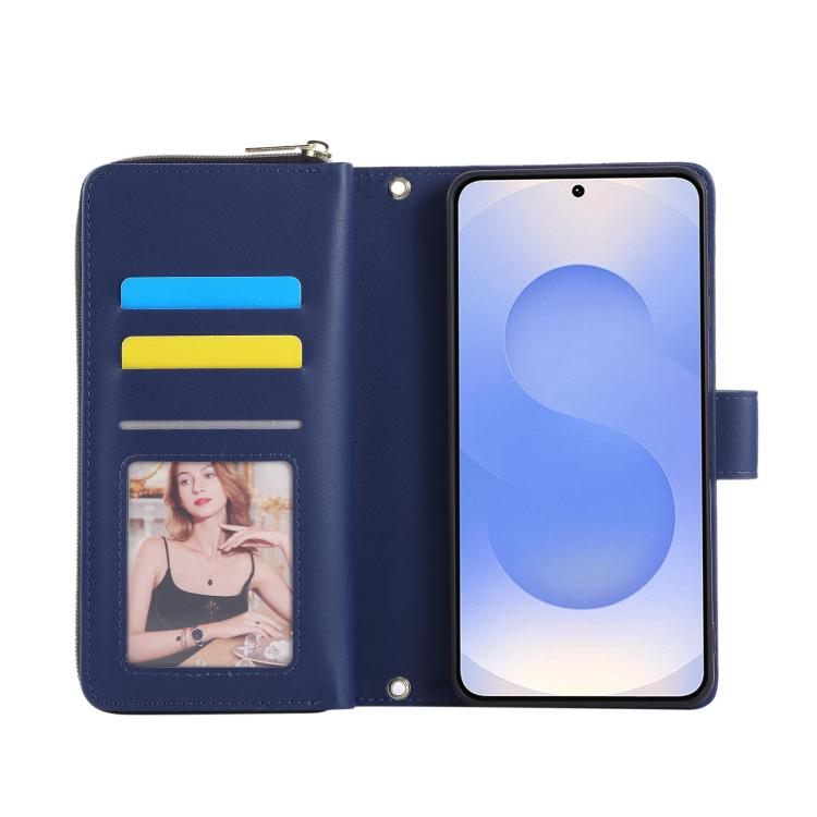 For Samsung Galaxy S25 Edge 5G Nine-card Slots Zipper Wallet Bag Leather Phone Case