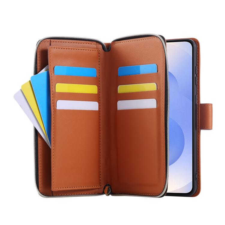 For Samsung Galaxy S25 Edge 5G Nine-card Slots Zipper Wallet Bag Leather Phone Case